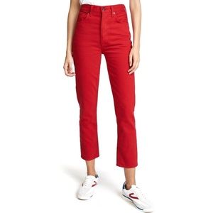 Agolde Red Riley High Rise Straight Leg Crop Pants - 23